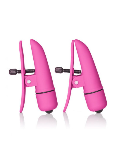 Розовые зажимы на соски с вибрацией Nipple Play Nipplettes