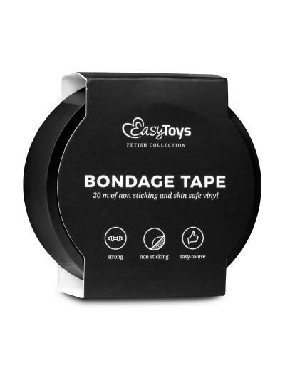 Черная лента для бондажа Easytoys Bondage Tape - 20 м.