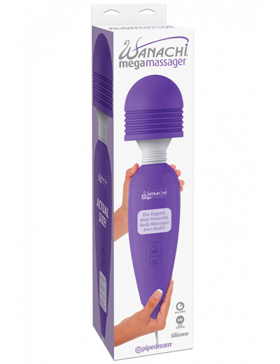 Фиолетовый вибромассажер Mega Wanachi - 43 см.