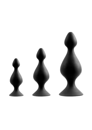 Набор из 3 чёрных анальных силиконовых втулок MENZSTUFF 3-PIECE ANAL PAWN SET