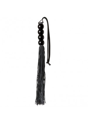 Чёрная мини-плеть из силикона с акриловой рукоятью SILICONE FLOGGER WHIP - 35 см.