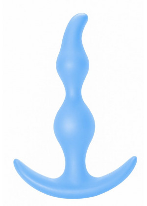 Голубая анальная пробка Bent Anal Plug Black - 13 см.