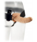 Телесный полый вибрострапон The Extender Plus Vibrating Hollow Strap On - 20,5 см.