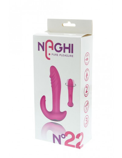 Розовый вибратор-ротатор с дополнительным отростком NAGHI NO.22 RECHARGEABLE DUO VIBRATOR