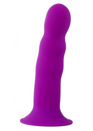 Фиолетовый фаллоимитатор-реалистик PREMIUM RIBBED DILDO - 18 см.