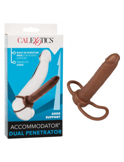 Коричневая насадка для двойного проникновения Accommodator Dual Penetrator - 13,2 см.
