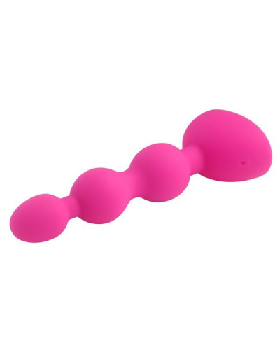 Розовый анальный вибростимулятор Anal Beads S с пультом ДУ - 14,5 см.