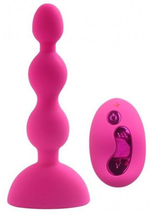 Розовый анальный вибростимулятор Anal Beads S с пультом ДУ - 14,5 см. 