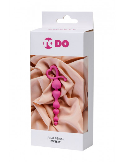 Розовая силиконовая анальная цепочка Sweety - 18,5 см.