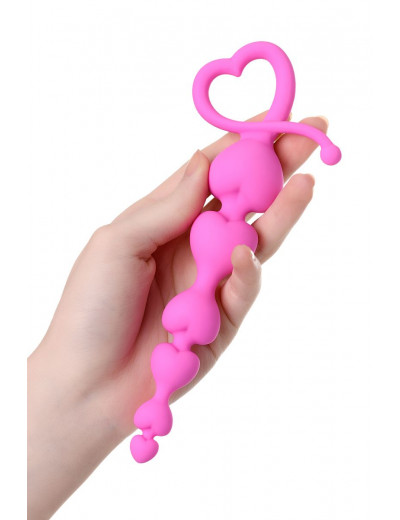 Розовая силиконовая анальная цепочка Sweety - 18,5 см.