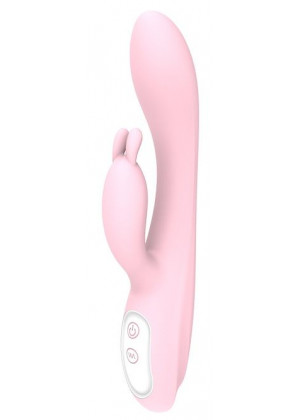 Розовый вибратор HEATING BUNNY с функцией нагрева - 18,5 см.