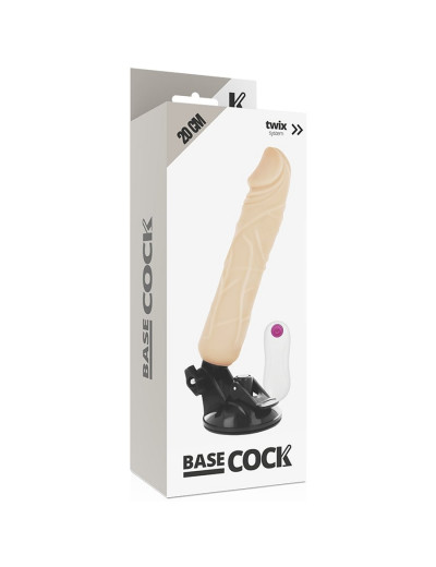 Телесный вибратор на мощной присоске Basecock Realistic Vibrator Remote Control - 20 см.