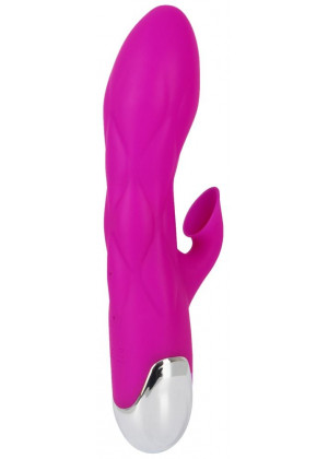 Лиловый вибратор-кролик Super Soft Silicone Sucking Vibrator - 20 см.
