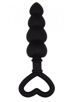 Черный анальный массажер Beaded Luv Probe - 15,6 см.