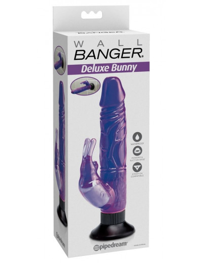 Фиолетовый вибратор-кролик с присоской Deluxe Bunny - 21 см.