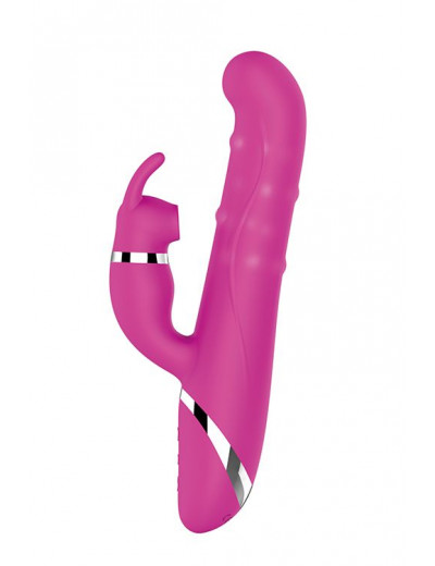 Розовый вибратор-кролик NAGHI NO.41 RECHARGEABLE DUO VIBRATOR - 24 см.