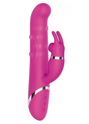 Розовый вибратор-кролик NAGHI NO.41 RECHARGEABLE DUO VIBRATOR - 24 см.