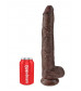 Коричневый фаллоимитатор-гигант 14  Cock with Balls - 37,5 см.
