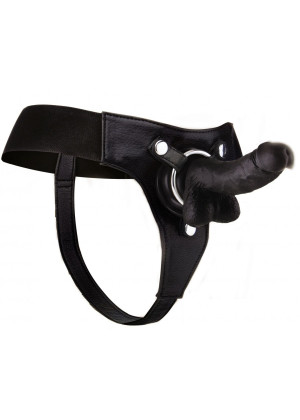 Чёрный страпон Realistic 7 Inch Strap-On - 21,3 см.