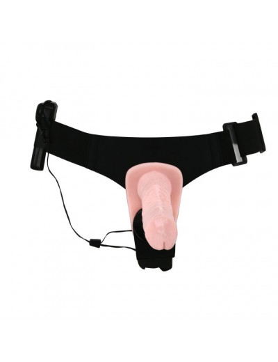 Женский страпон с вибрацией и вагинальной пробкой Ultra Passionate Harness - 18 см.
