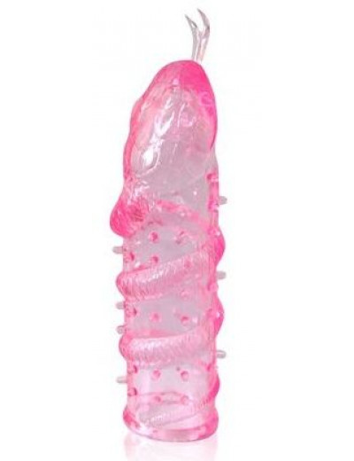 Закрытая рельефная насадка Crystal sleeve snakes в виде змеи с усиками - 14 см.