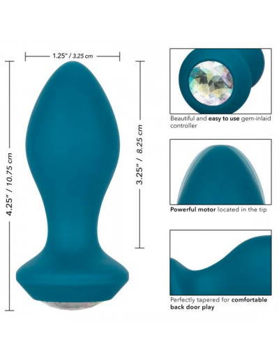 Бирюзовая анальная вибропробка с кристаллом Power Gem Vibrating Crystal Probe - 10,75 см.