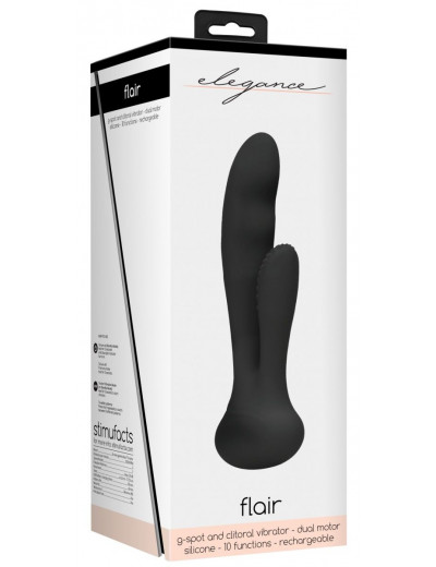 Черный вибратор G-Spot and Clitoral Vibrator Flair - 17,5 см.