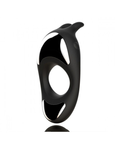 Черное эрекционное кольцо с двумя моторами Zeus Dual Vibe Cock Ring