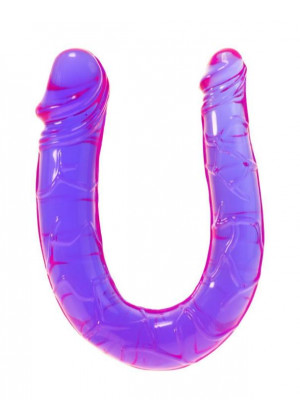 Фиолетовый U-образный фаллоимитатор Mini Double Dong - 30 см.
