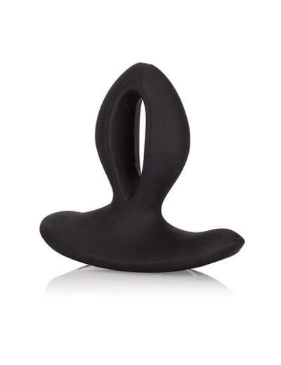 Чёрная анальная пробка с вибрацией Silicone Wireless Dual Motor Probe - 11,5 см.