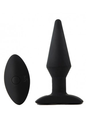 Черный анальный вибромассажер WIRELESS REMOTE PLUG - 13 см.