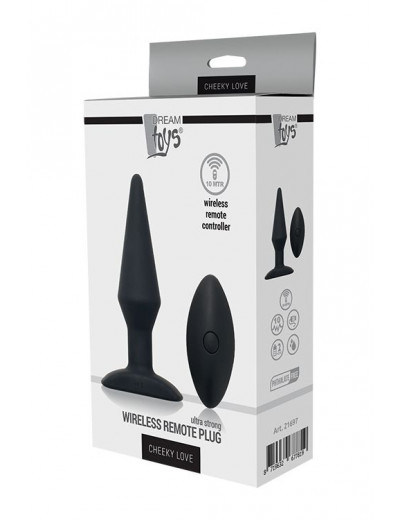 Черный анальный вибромассажер WIRELESS REMOTE PLUG - 13 см.