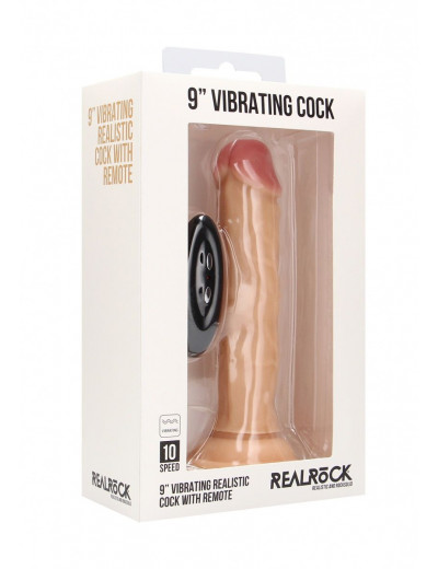 Телесный вибратор-реалистик Vibrating Realistic Cock 9  - 23,5 см.