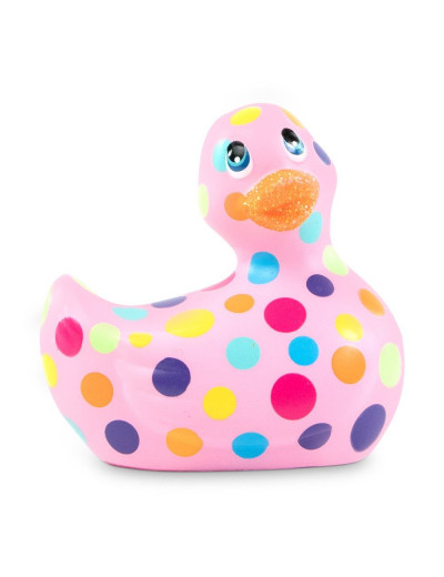Розовый вибратор-уточка I Rub My Duckie 2.0 Happiness в разноцветный горох