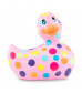 Розовый вибратор-уточка I Rub My Duckie 2.0 Happiness в разноцветный горох