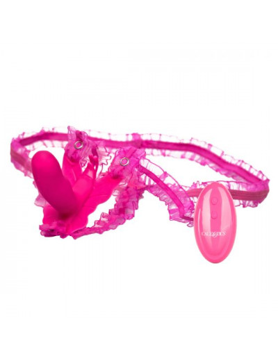Розовая вибробабочка на ремешках Silicone Remote Venus Penis