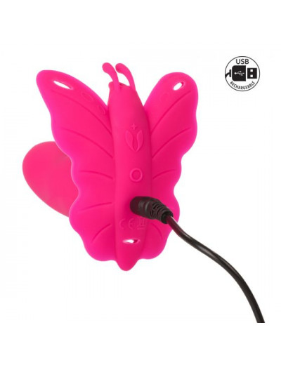 Розовая вибробабочка на ремешках Silicone Remote Venus Penis