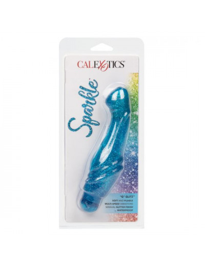 Голубой вибратор с блёстками G Glitz - 17,5 см.