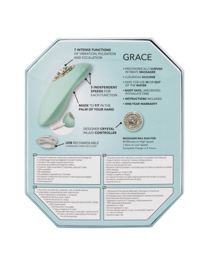 Нежно-голубой вибромассажёр Pave Grace с кристаллами