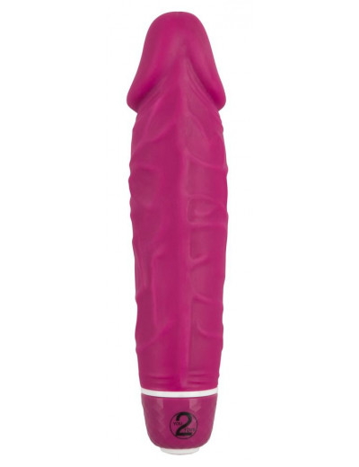 Ярко-розовый вибратор-реалистик Vibra Lotus - 15,5 см.