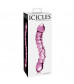 Розовый стеклянный двухголовый стимулятор Icicles №55 - 19,5 см.