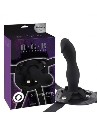 Черный страпон Rumpy-pumpy Strap-On - 15 см.