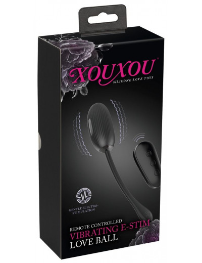Черное виброяйцо с электростимуляцией Vibrating E-Stim Love Ball