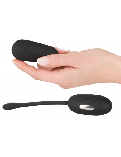 Черное виброяйцо с электростимуляцией Vibrating E-Stim Love Ball