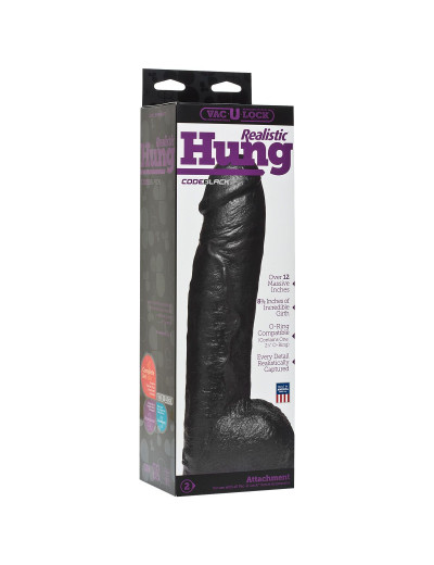 Черная насадка-фаллоимитатор Hung - 30,7 см.