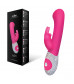 Розовый вибромассажёр The G-spot Rabbit с украшенной стразами рукоятью - 22 см.