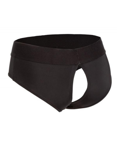 Черные трусы для страпона BACKLESS BRIEF HARNESS S/M