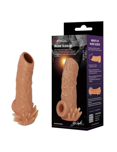Телесная насадка с усиками и открытой головкой Nude Sleeve M - 12 см.