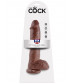 Большой коричневый фаллоимитатор с мошонкой 10  Cock with Balls на присоске - 25,4 см.