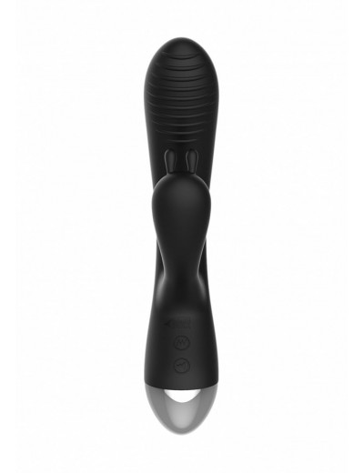 Чёрный вибратор E-Stimulation Rabbit Vibrator с электростимуляцией - 19 см.
